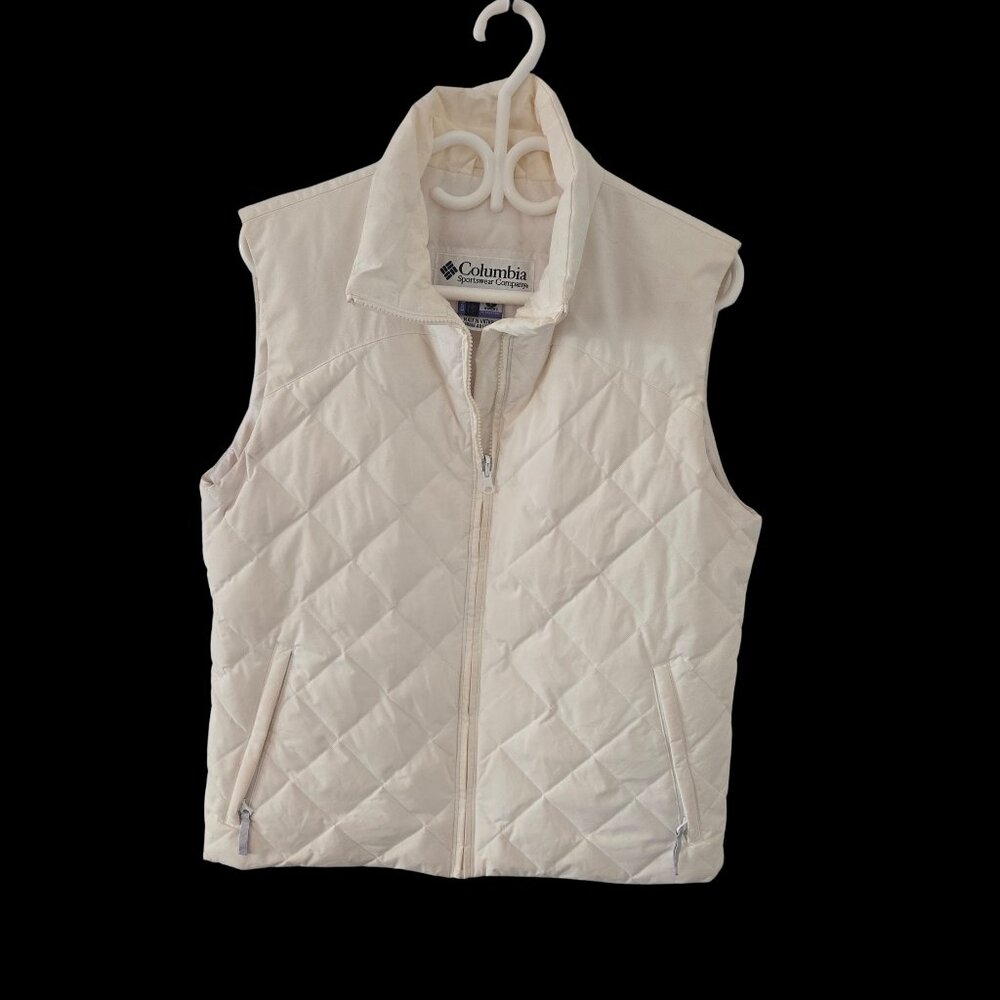 Columbia White Quilted Vest, Women’s Large, Great Condition